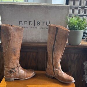 BED|STU Rustic Tan Leather Boots red bottom
